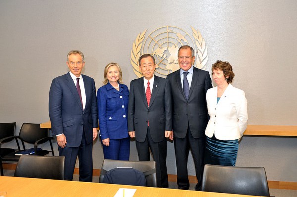 Mid_East_Quartet Catherine Ashton Tony Blair Hillary Rodham Clinton Ban Ki-Moon Sergey Lavrov