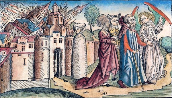 Painting-Lot Leaving Sodom-Nuremberg-woodcut-1493