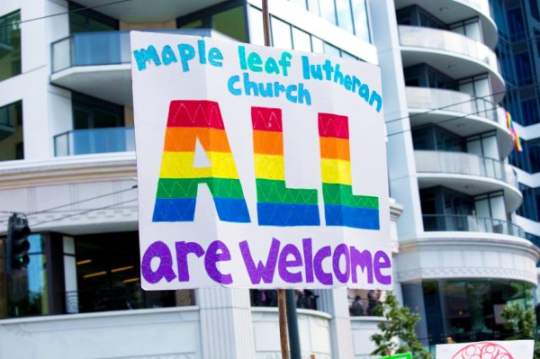 Seattle-Gay-Pride-Street-Parade-Lutheran-Church-Sign
