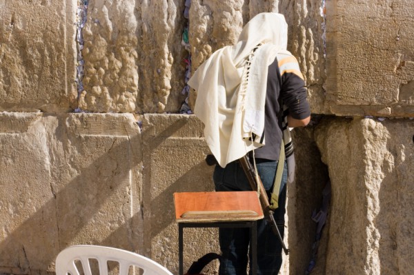 off duty soldier-Wailing Wall-tallit