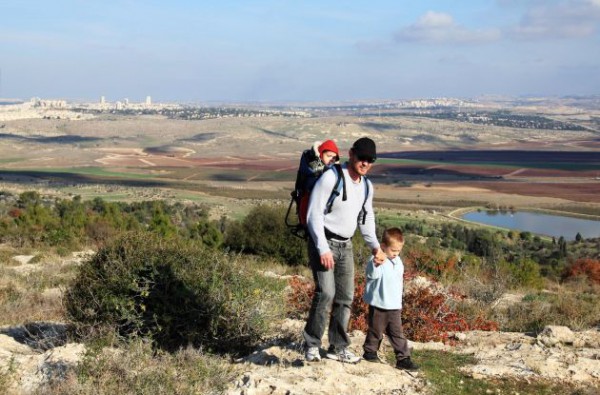 father-sons-hiking-Israel