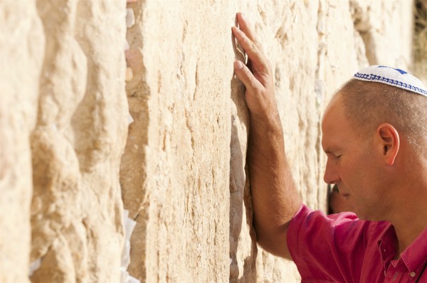 A Jewish man prays at the Western (Wailing) Wall in the Old City of Jerusalem.