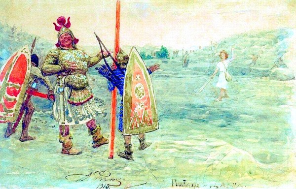 Goliath laughs at David, by Ilya Repin