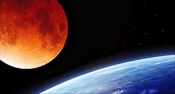 Blood moon over the earth (Youtube capture)