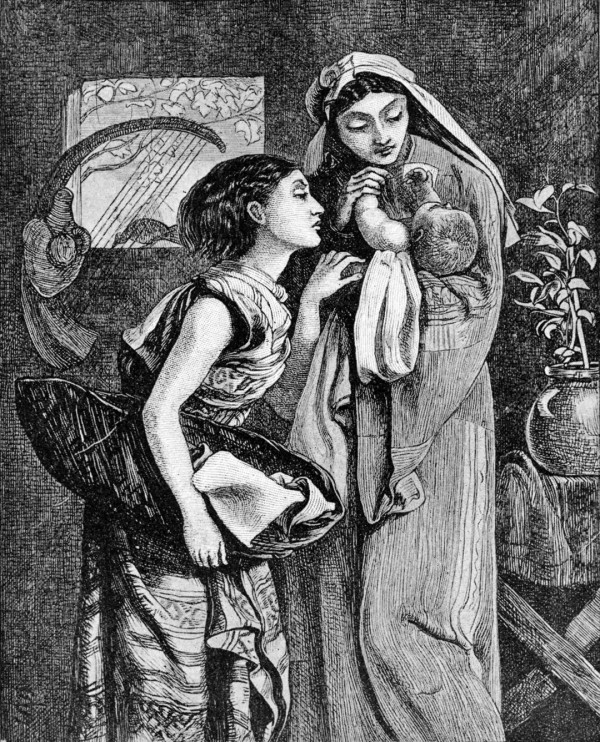 Jocheved, Miriam, and Moses (illustration from the 1897 Bible Pictures and What They Teach Us by Charles Foster)