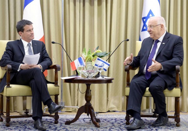 Reuven Rivlin, Manuel Valls, peace, Israel, Palestinians, France