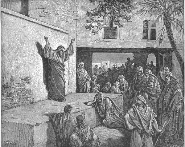 Micah Exhorts the Israelites to Repent (1865), an engraving by Gustav Doré