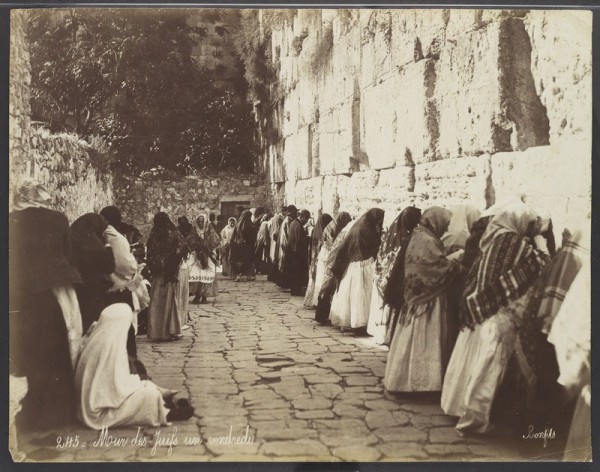  Prayer at the Western (Wailing) Wall in the late 19th century (Photo by Felix Bonfils, Israel National Archives)