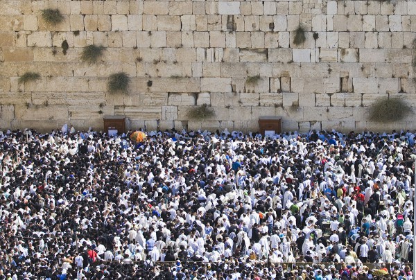 Jewish People gather for prayer at the Western (Wailing) Wall in Jerusalem.