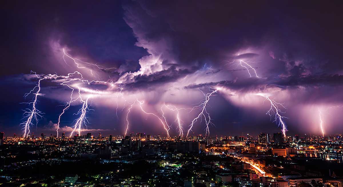 lightning, city