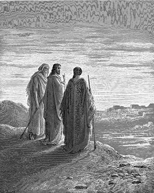 Jesus and the Disciples Going to Emmaus, by Gustave Dore